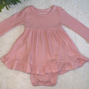 Posh Peanut Pink Twirl Bodysuit Dress 18-24M Fall Rose Waffle